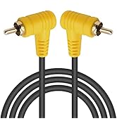 Duttek 90 Degree Short RCA Subwoofer Cable, 2 Pack Dual Right Angle Male RCA Audio Extension Cabl...