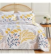 EXQ Home Quilt Set Full Queen Size Print 3 Piece,Lightweight Soft Coverlet Modern Style Colored L...