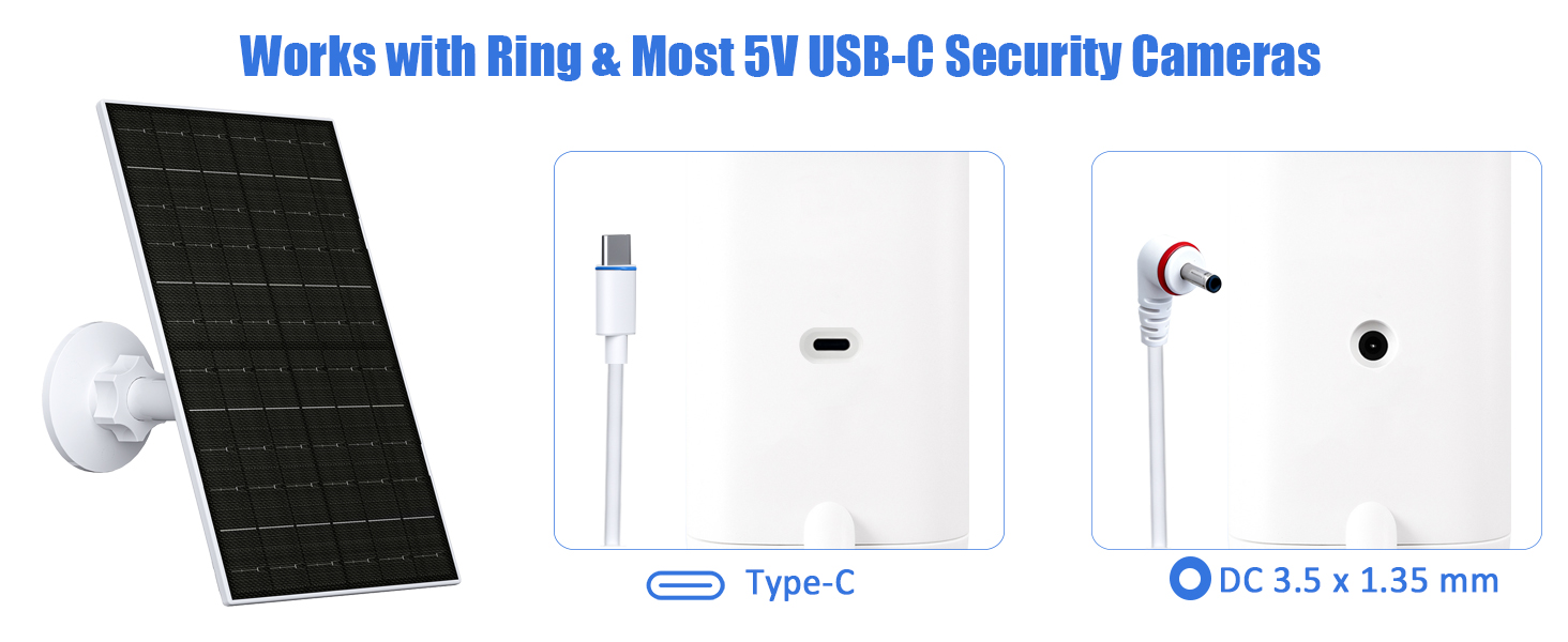 Works with Most 5V USB-C Security Cameras
