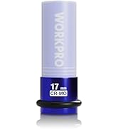 WORKPRO 1/2" Drive Lug Nut Impact Duty Socket, 17mm Deep Thin Wall Socket, Made of Premium Cr-Mo ...