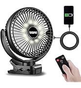 VANPRT 8'' Rechargeable Portable Hanging RV Tent Clip fan with Remote, 10000mAh Camping Fan, 3 Sp...