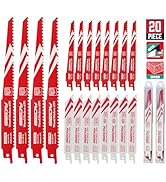 20-Piece Ultimate Reciprocating Saw Blade Set, Premium 6 &amp; 8 Inch Wood and Metal Cutting Blades w...