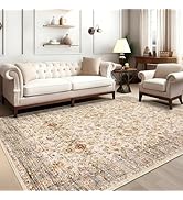 GarveeHome Vintage 3?5 Area Rug, Non Slip Backing Washable Stain Resistant Super Soft Distressed ...