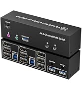4K KVM Switch 3 Monitors 2 Computers Triple Monitor Displayport and 2 HDMI USB 3.0 KVM Switches 4...