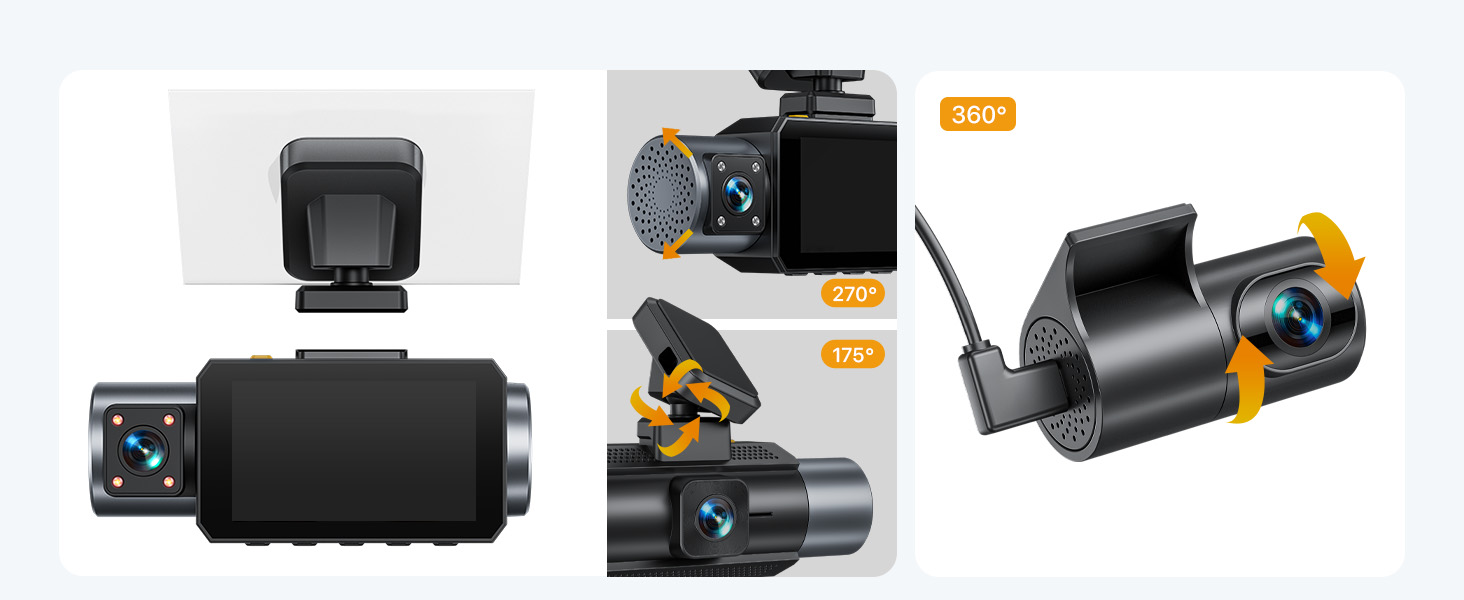 dash cam detachable removable rotatable