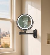 1X/20X Wall Mounted Makeup Mirror with Light, 8" Double-Sided Magnifying Mirror, 3 Color Lights T...