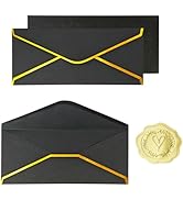 30 Pack #10 Business Envelopes with Gold Border and Stickers, 9.49x4.13 Inch Self Seal Standard E...