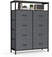 DUMOS Fabric Dresser for Bedroom with 8 Drawers, Tall 8-Drawer Chest of Drawers with Raised Shelf...