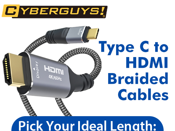 Type C to HDMI Braided Cables