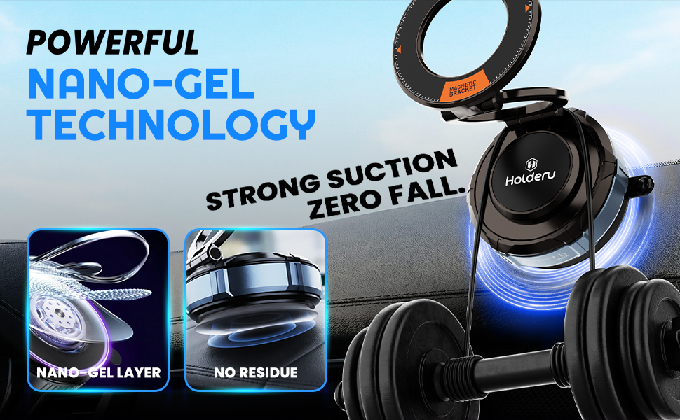 Phone Holder for Car showing nano gel layer and strength