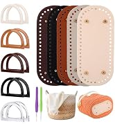 5 Pcs Purse Bottoms for Crochet Bags, Purse Making Supplies with 10 D Shape Handles 2 Crochet Hoo...