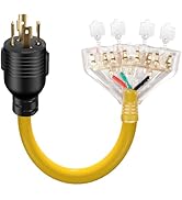 LAZMUMI 30 Amp to 110 Outdoor Generator Adapter Power Cord, 4 Prong Locking 30 Amp to 15 Amp Gene...