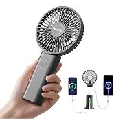 HandFan Upgraded 10,000 mAh Quiet Handheld Fan - 4.5 Inch Large Hand Held Fans Reahargeable, 180°...