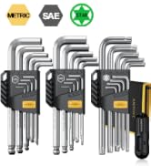 AMTOVL 27PCS Allen Key Set - Metric &amp; SAE Wrench Set, Extra Long Ball &amp; Star End Hex Keys with T-...