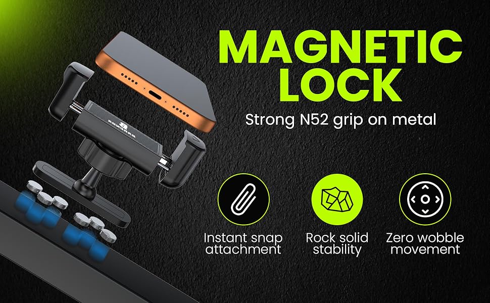 Magnetic Phone Holder for Gym with N52 Magnet and Secure Clip