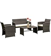 FDW 4 Pieces Outdoor Patio Furniture Sets Rattan Chair Patio Set Wicker Conversation Set Poolside...