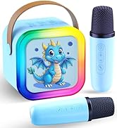 Gocina Karaoke Machine for Kids, Portable Bluetooth Speaker with 2 Wireless Microphones, LED Ligh...