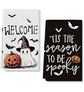 RABUSOFA Ghost Pumpkins Bats Halloween Kitchen Towels Kitchen Decor | Dish Towels 18x26 Inch Set ...