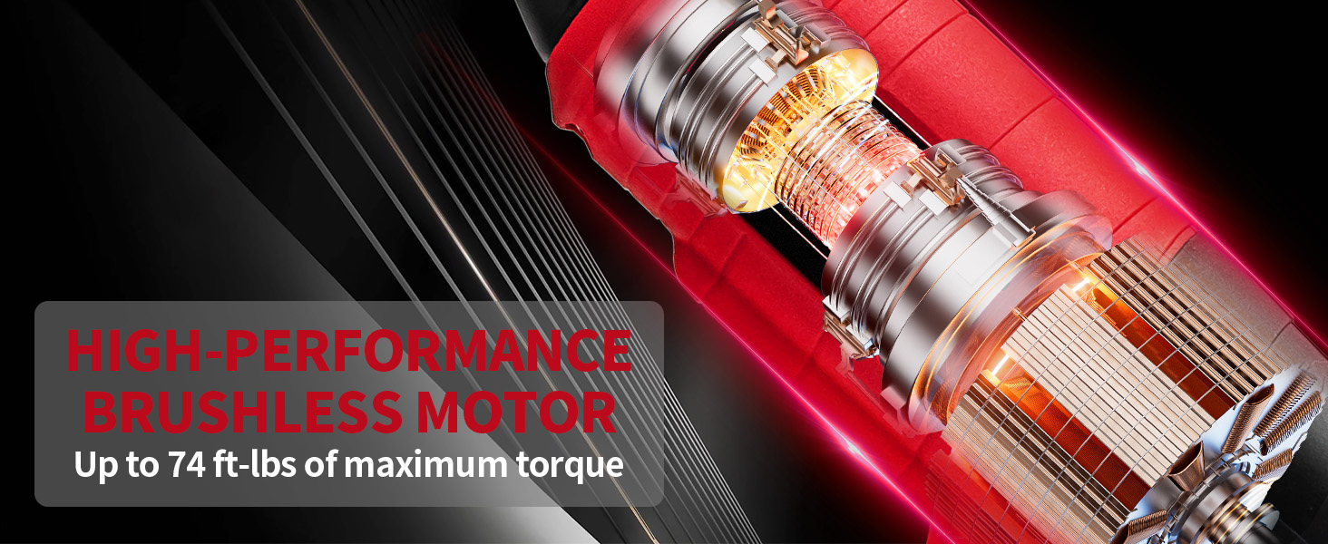 3/8" Brushless Ratchet Wrench Set for Milwaukee 18V Battery features 74FT-lbs