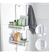 UIFER Shower Caddy Over The Door, Rustproof Aluminum Shower Caddy, Shower Door Storage Organizer ...