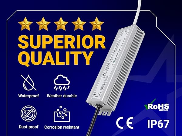 120W 12V LED Power Supply Driver 10A with US Standard 3-Prong Plug by BlueStars