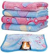 Guinea Pig Blanket, 4 Pack Warm Soft Coral Fleece Small Animal Blankets Washable Pet Cage Liners ...