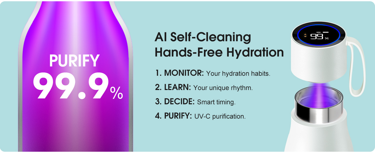 AI self cleaning water bottle