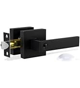 Clifog Matte Black Door Knobs Reversible Square Door Lever,Interior Door Knob Privacy Door Keyles...