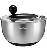 SveBake 5.3Qt Stainless Steel Salad Spinner with Stop Button, BPA-Free Vegetable Lettuce Spinner,...