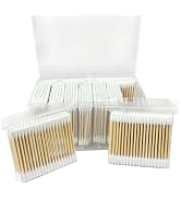 1000 Count Bamboo Cotton Swabs for Ears, 500 Count Pointed Double Tips and 500 Count Round Double...