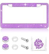 Bling Diamond License Plate Frame,Universal Stainless Steel License Plate Holder Fits U.S. Standa...
