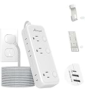 15FT Surge Protector Power Strip with Individual Switches 6 Outlets 3 USB(17W USB C), Ultra Thin ...