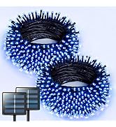 JMEXSUSS 2 Pack Blue Solar Christmas Lights, Total 400 LED 151FT Solar String Lights Outdoor Wate...