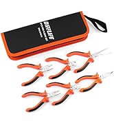 DIFFLIFE Mini Pliers Set,6-piece Needle Nose, Diagonal, Long Nose, Bent Nose, End Cutting and Lin...