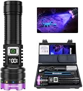 365nm UV Flashlight Rechargeable Black Light, 30W Powerful UV Light with Filter Lens &amp; LCD Displa...
