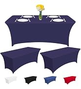 CXPSINC 3 Pack Fitted Spandex Table Covers 6 Foot Stretch Tablecloths Washable and Wrinkle Resist...
