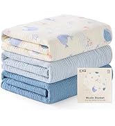 EXQ Home Muslin Swaddle Blankets for Baby, 3 Pack Cotton Breathable Soft Receiving Blankets for N...