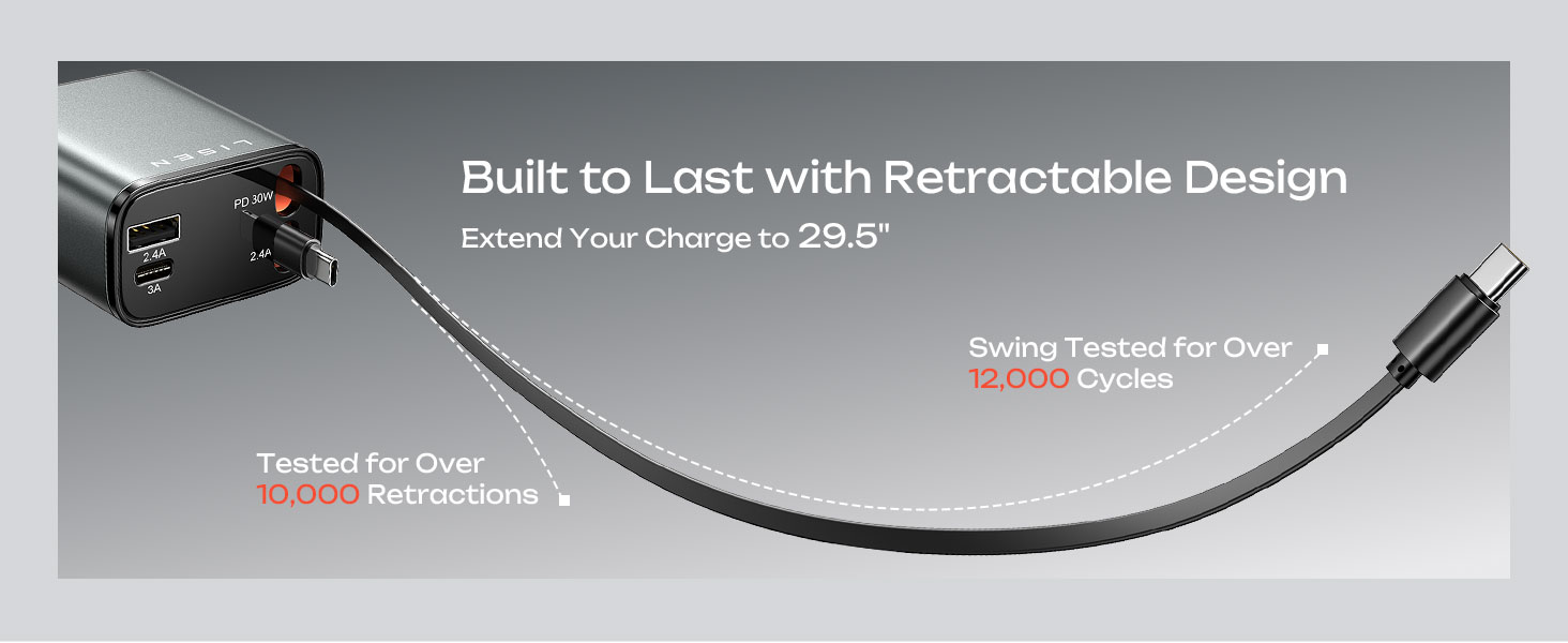 retractable usb c car charger