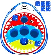iGeeKid Inflatable Pool Toys Shark Cornhole Game Set with Upgraded 5 Holes &amp; 5 Bean Bags for Mult...