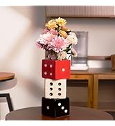 MOUGIGI Funky Dice Vase - Unique Ceramic Home Decor for Bars| Stylish Black, White &amp; Red Geometri...