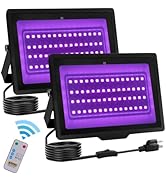 uwiner 2 Pack 40W LED Black Light IP66 Waterproof,Blacklight with Remote and Switch,Flood Light f...