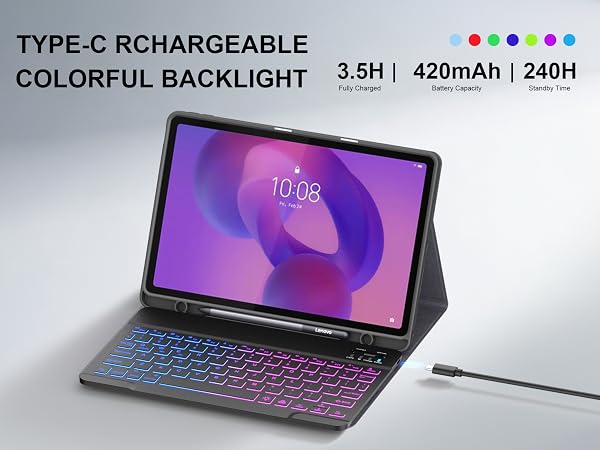 Idea Tab 11 Inch 2025/Tab K11 Gen 2 keyboard case is designed with backlit keys