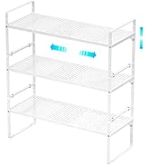 Redrubbit Expandable Cabinet Storage Shelf, Adjustable Height Steel Metal Kitchen Counter Organiz...