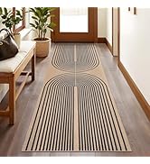 Tangsoo Rainbow Easy Jute Rug 2x6 Washable Runner Rug for Hallways,Non-Slip Thin Black Outdoor Ru...