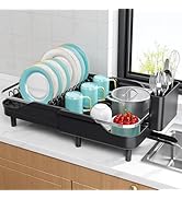 Urackify Expandable Dish Rack (16.14"-23.62") for Kitchen Counter, Large Stainless Steel Dish Dry...