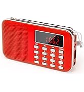 Mini Portable Radio AM FM Pocket Radio with MP3, LED Flashlight, Digital Radio Speaker Support Mi...