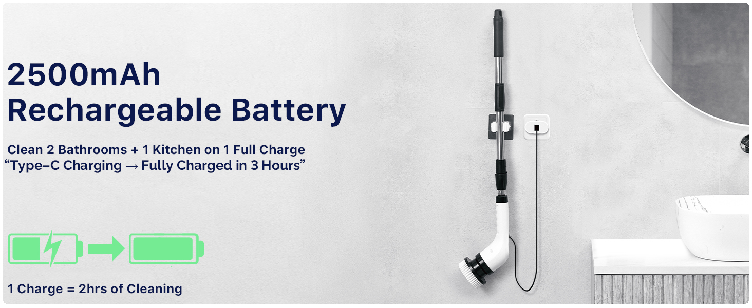 battery scrub brush for cleaning