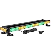 WOWTOU Roof Top Safety Flashing 56 LED Amber Green Emergency Light Bar for Vehicles Trucks POV, S...