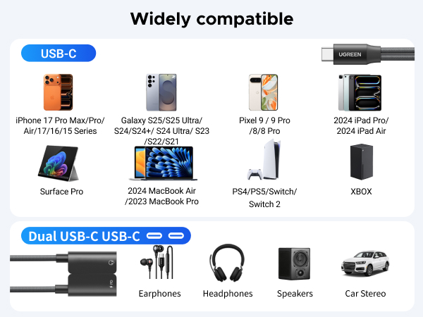 usbc splitter 1 in 2 out charging