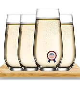 Eyaeyao Stemless Champagne Flutes, Set of 4, Crystal Clear Glasses, Unbreakable - 13.5 oz Champag...
